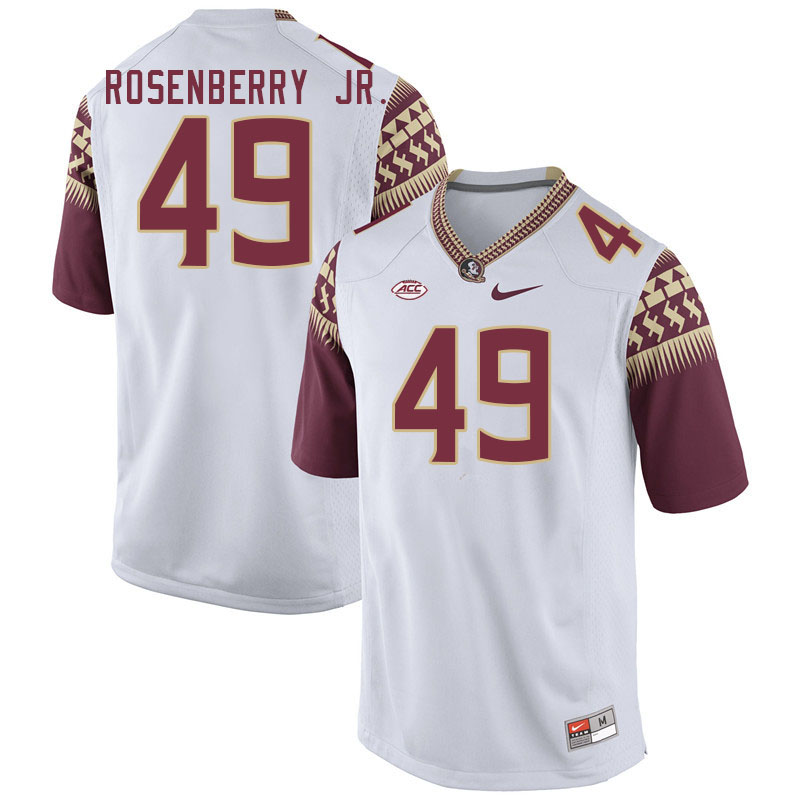 Men #49 James Rosenberry Jr. Florida State Seminoles College Football Jerseys Stitched-White - Click Image to Close